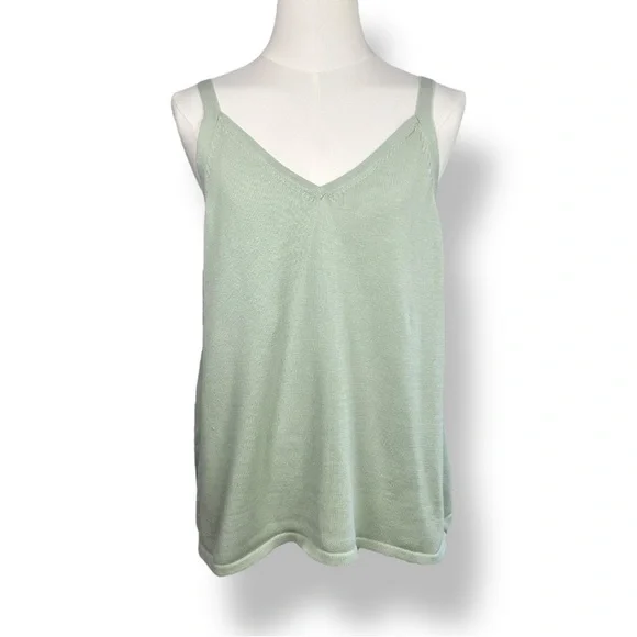 4/$20 Merona Knit Tank Top Sage Green V-Neck Camisole Lightweight XL - Picture 3 of 4